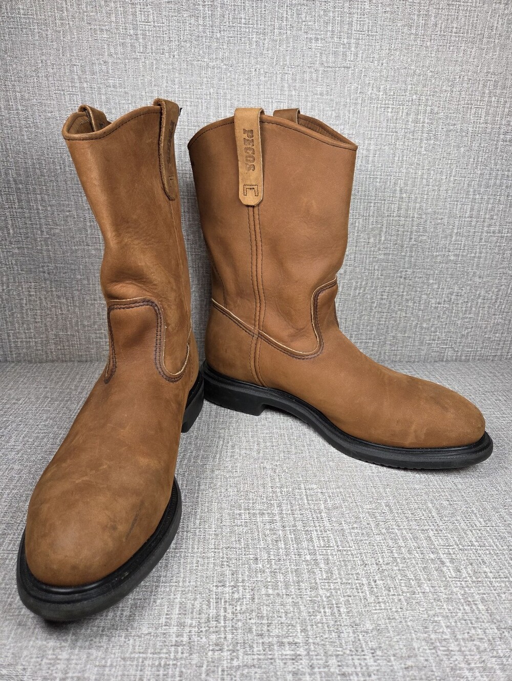 Vintage RED WING Pecos Brown Leather Western Work Boots Men's Size 12 E
